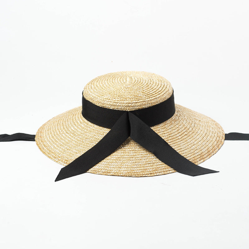 European And American Retro Light Dome Bow Streamer Big Brim Hat