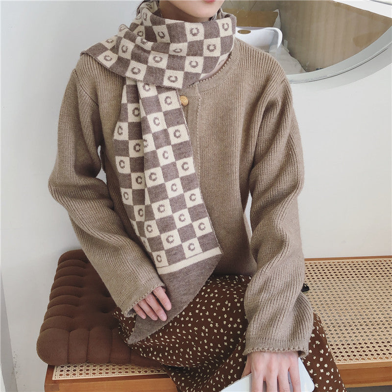 Fashionable Ladies All-match Student Letter Warm Scarf