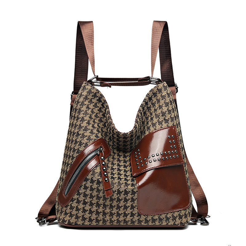 Houndstooth Rygsæk til Kvinder Mode Nitte Design Leopard Skuldertasker