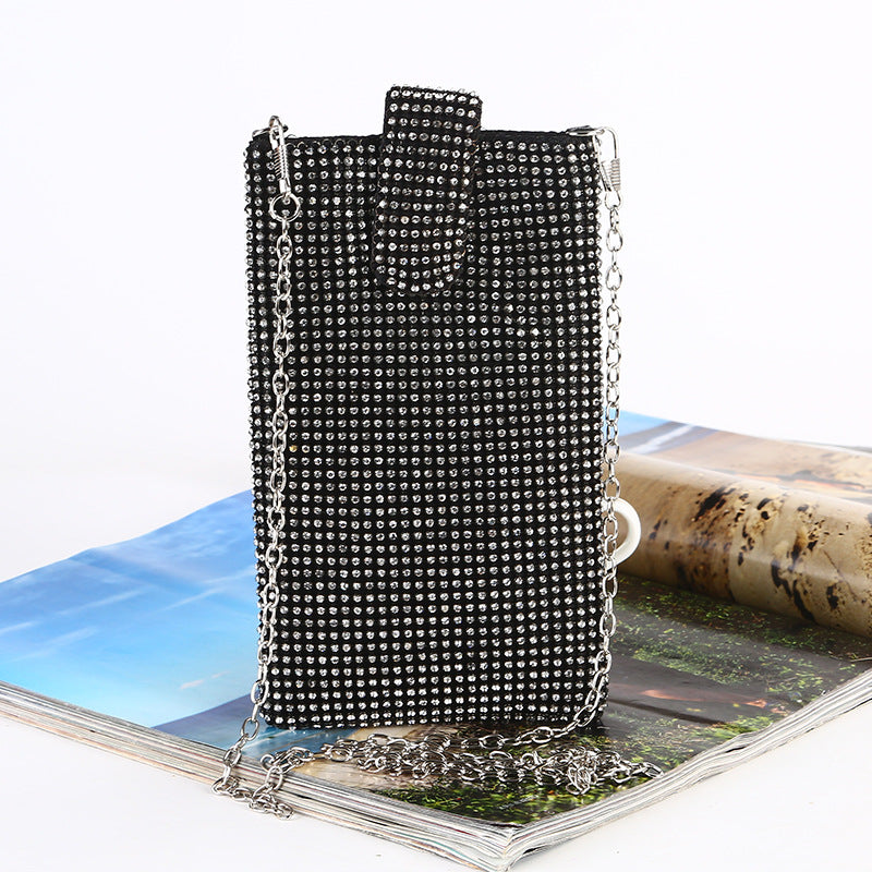 Dame Cross-body Skuldertaske Lille Taske Rhinestone Aften Vertikal Aftentaske