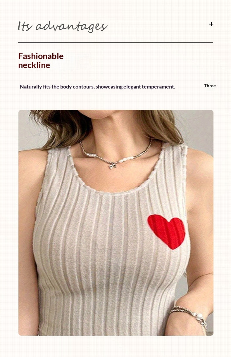 Cozy And Comfortable At-home Loungewearloving-heart Vest And Shorts Set
