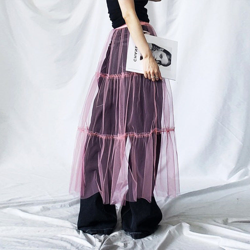 Women's Fashion Mesh A- Line Skirt