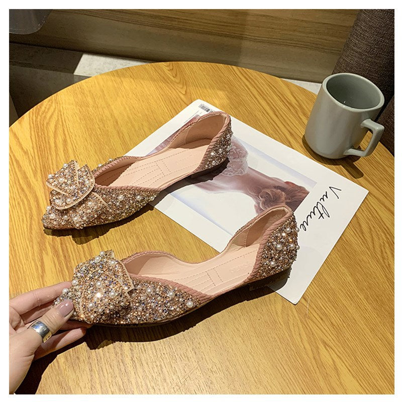 Women's Pearl Rhinestone Shallow Pointed Toe Shoes
