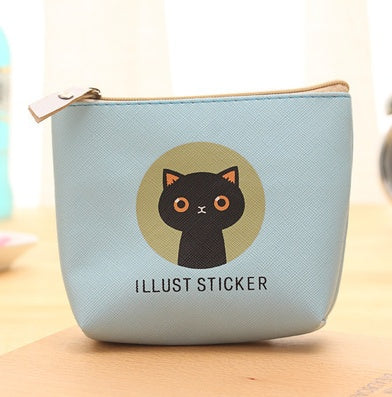 Cat waterproof PU hand bag wallet storage bag zipper headset bag purse
