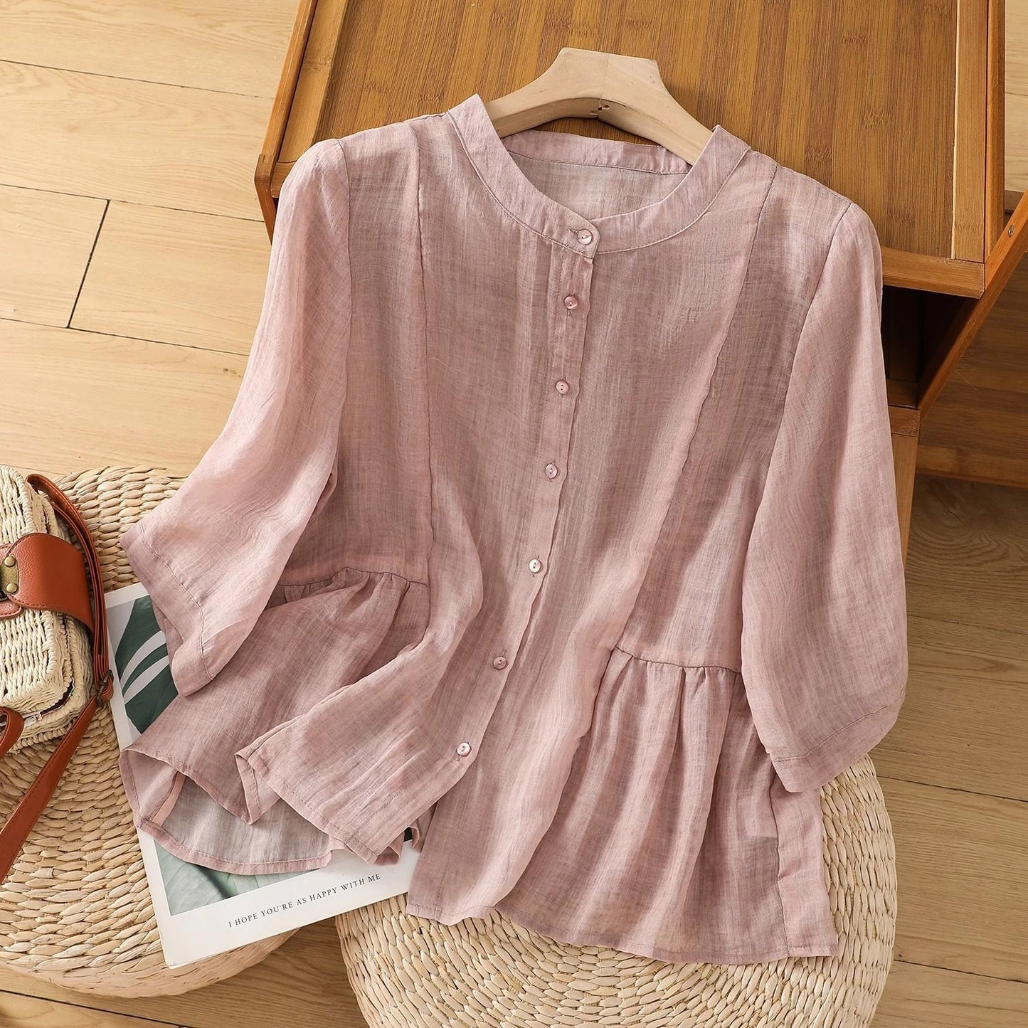 New Loose Slimming Temperament Casual Cotton Linen Top