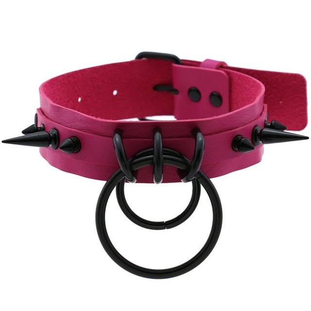Punk Choker Rivet Buckle Spike Collar Necklace Black  Mens Womens