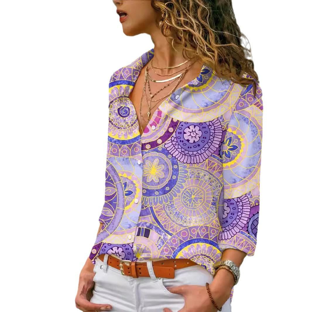 Casual Floral Women's Long-sleeved Blouse
