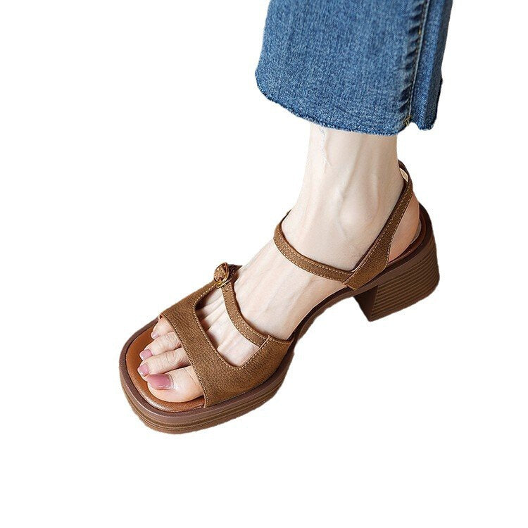 Open Toe Square Toe Women's Commuter Out Retro Platform Sandals