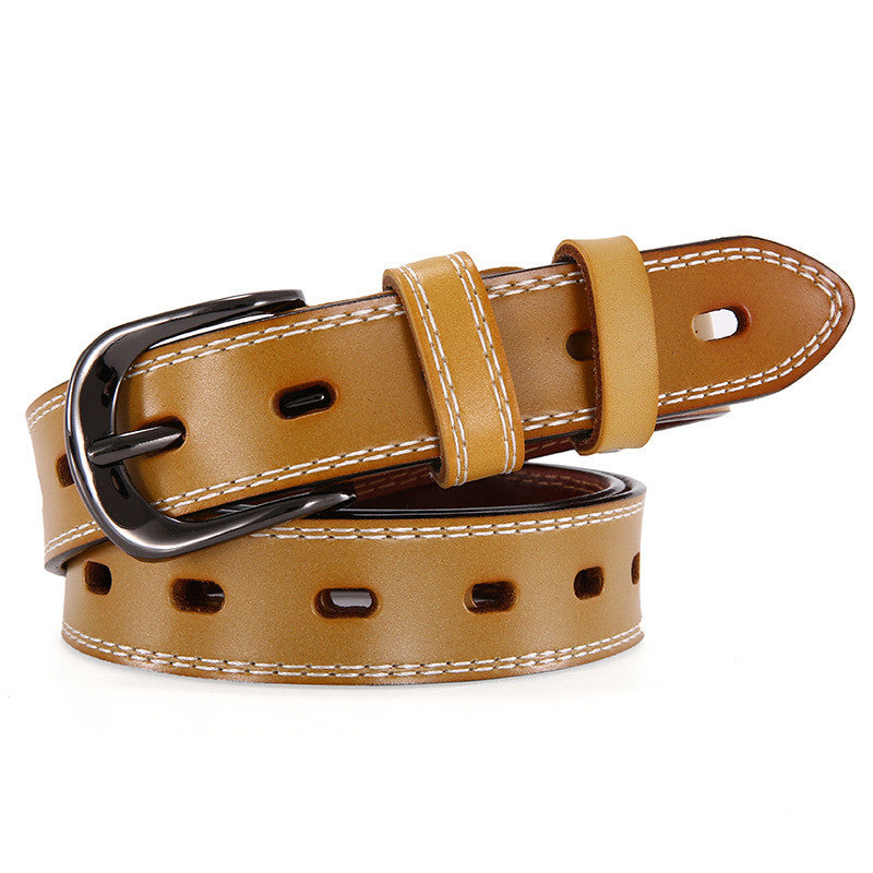 Women's Fine Needle Buckle Versatile Leather Korean Belt
