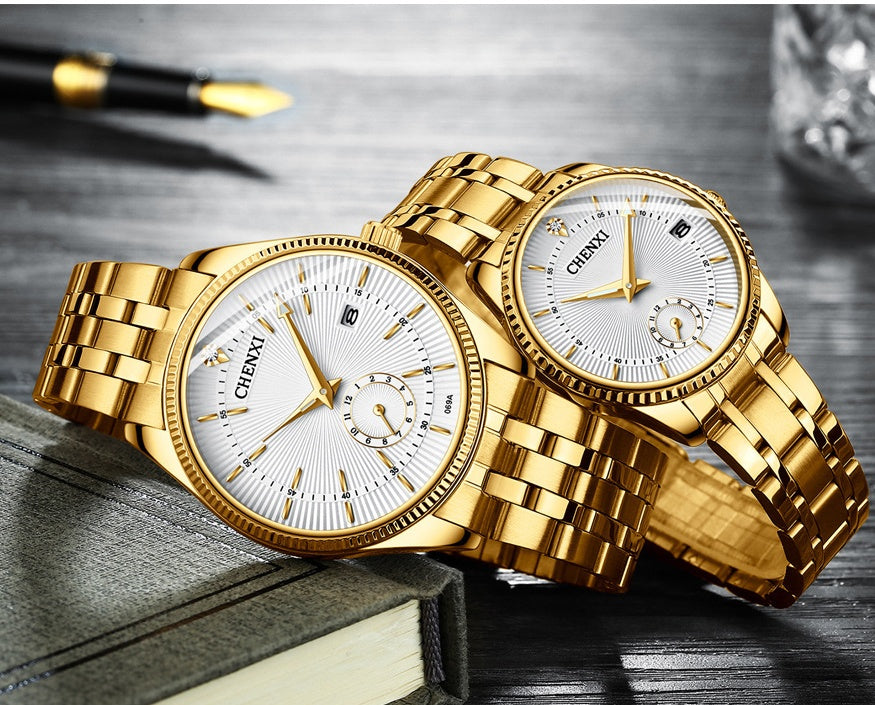 Couple quartz watch steel band watch