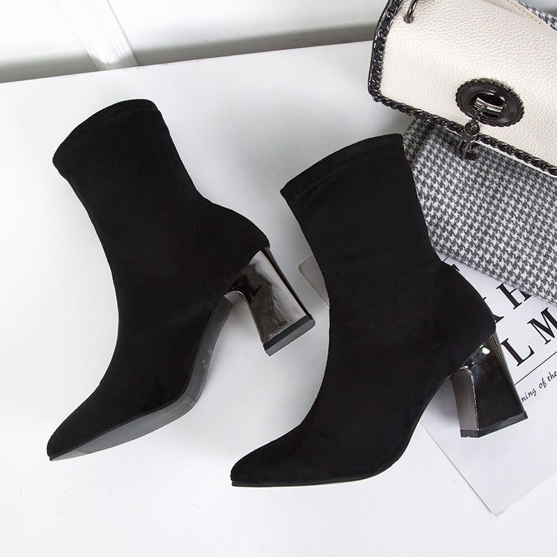 Chunky heel fashion short boots