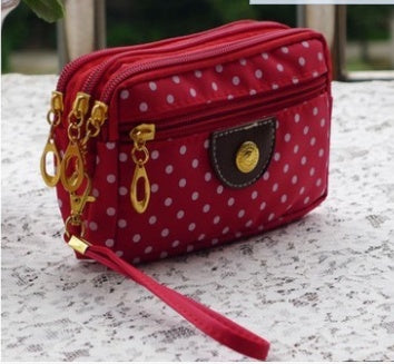 Canvas handbags handbags Korean version of the three-zipper multi-layer wallet hand bag packet phone change