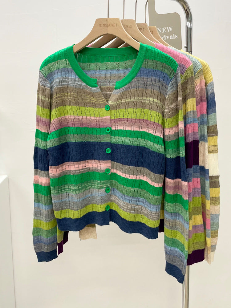 Women's Colorful Sweater Cardigan Spring New V-neck