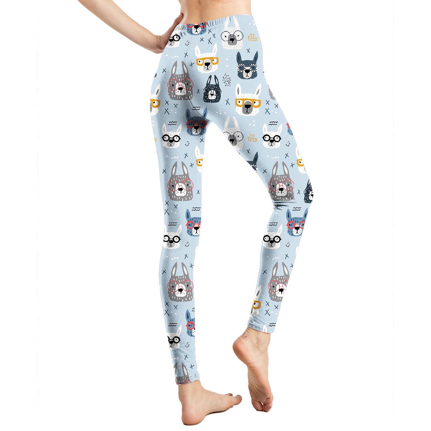 European And American Cartoon Abstract Graffiti Print Leggings Women