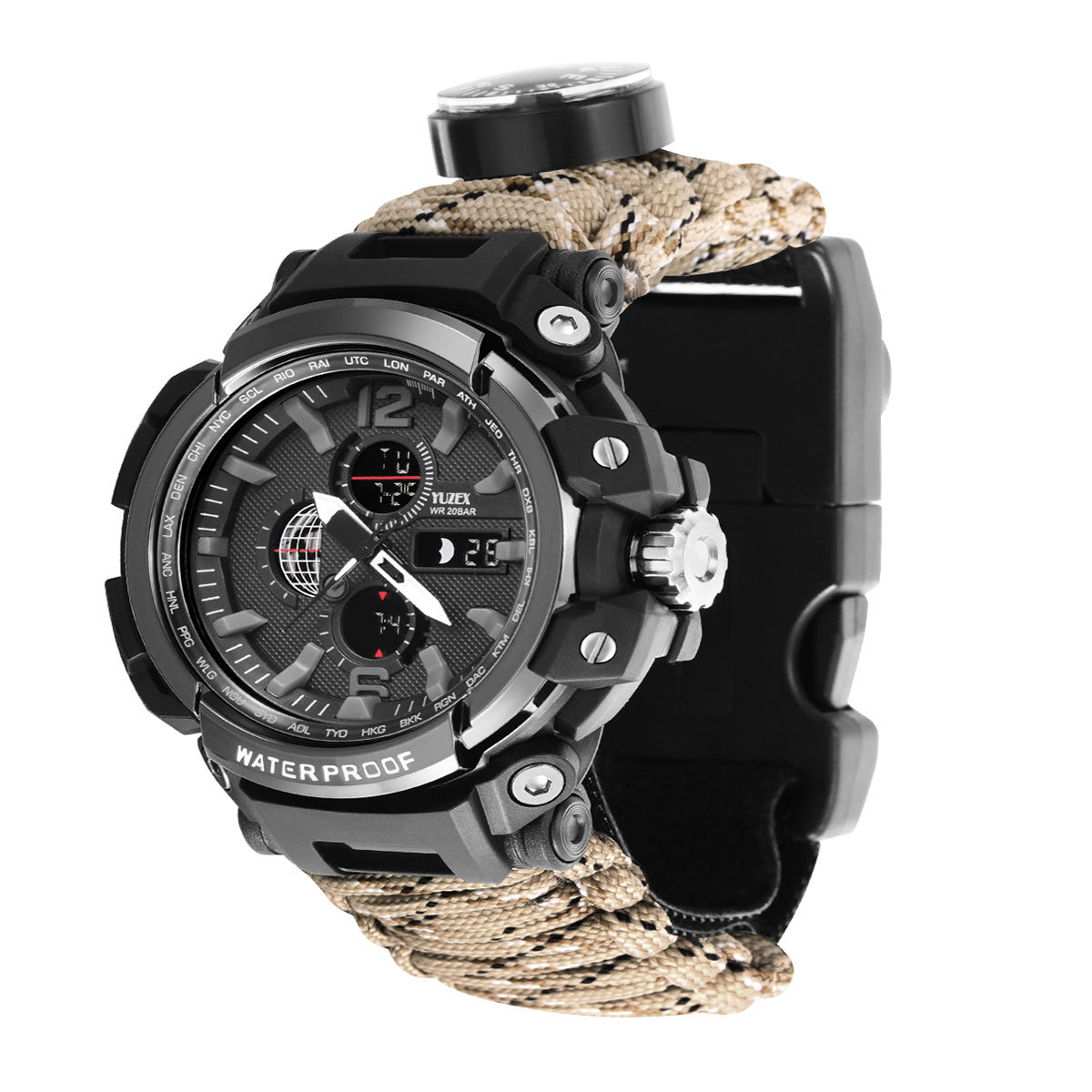 Outdoor Climbing Travel Waterproof Multifunctional LED Watch