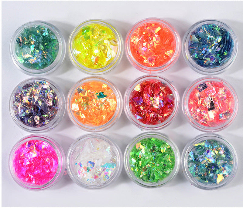 nail art colorful shell paper 12 colors