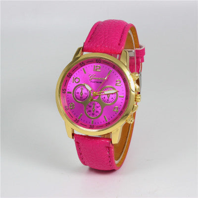 Simple fake three-eye belt watch