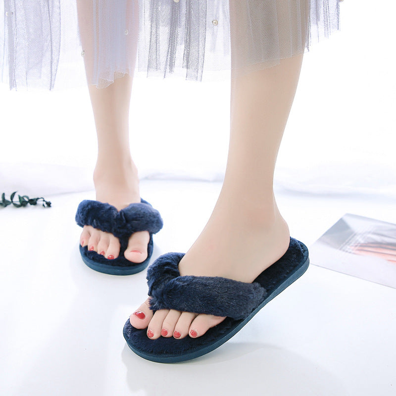 Wooden floor plush slippers