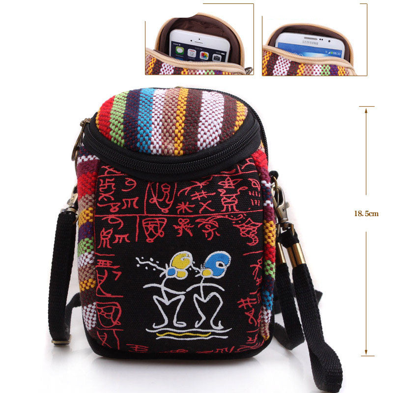 Canvas put mobile phone coin purse