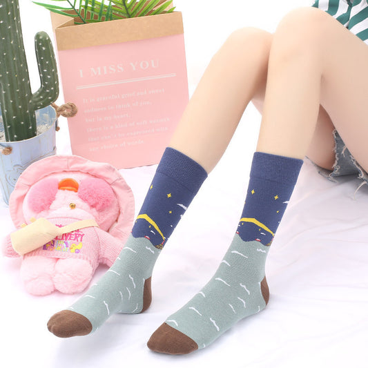 Fashion Street Creative Illustration Retro Stockings