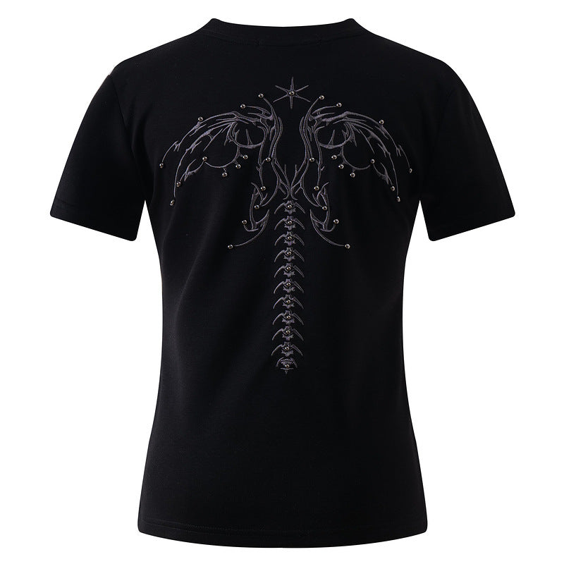 American Niche Creative Embroidery Beaded Shoulder Short Sleeve