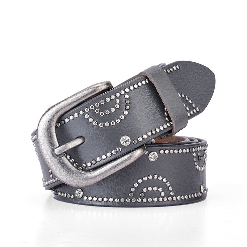 Girly Pants Belt With Rhinestone Inlaid Alloy Pin Buckle