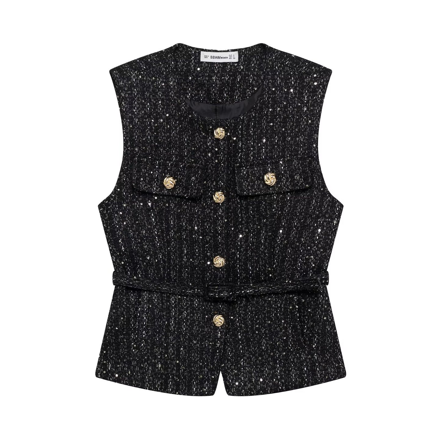 With Belt Beads Decoration All-matching Comfortable Texture Vest