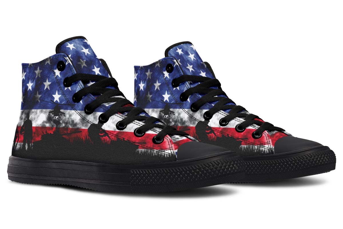 Men's And Women's Fashion Color Printing High-top Canvas Shoes