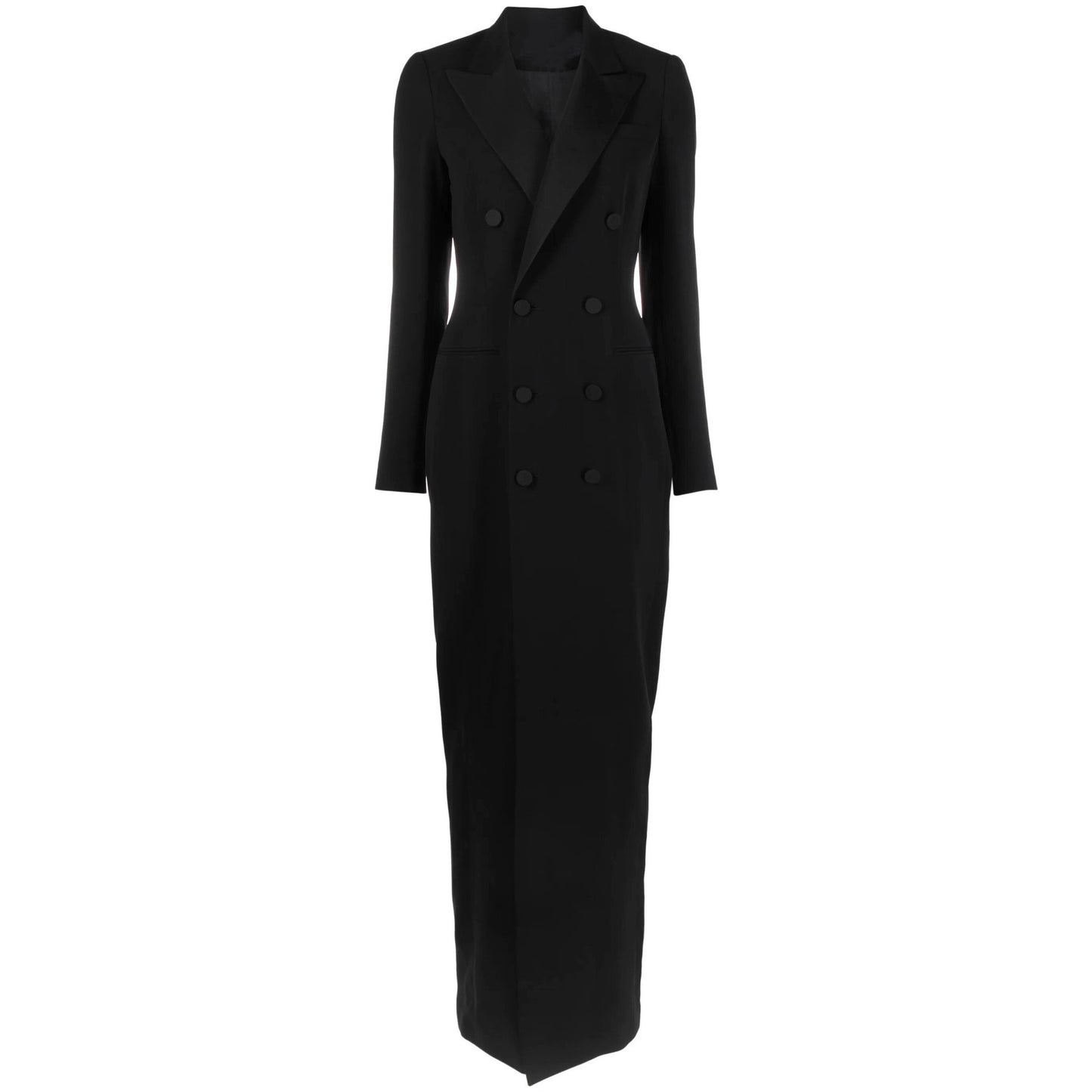 Chic Sexy And Elegant Long Dress With A Notched Collar And A Fitted Waist