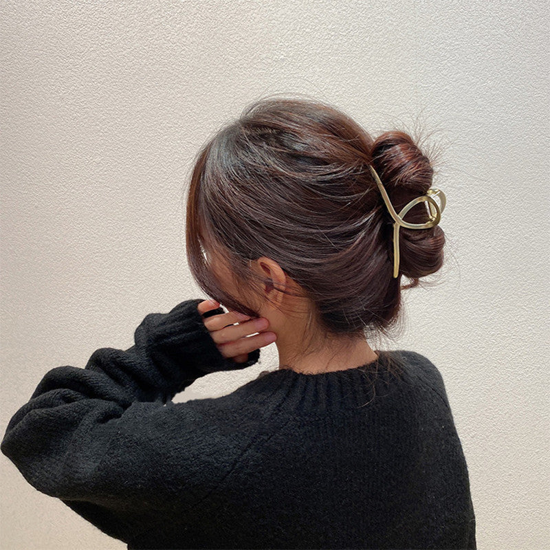 Matte Metal Large Cross Grip Simple Ponytail Hair Grip