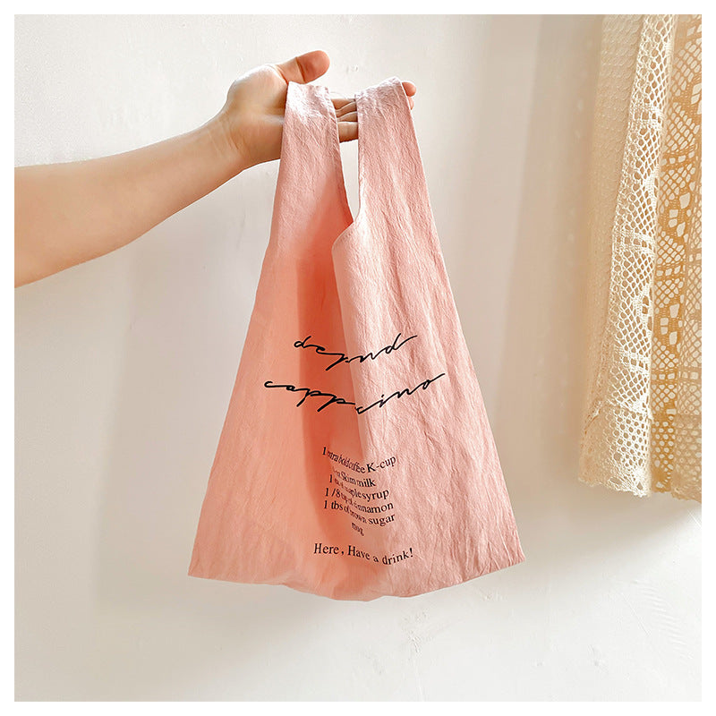 Hand carry letter vest bag canvas cotton linen bag