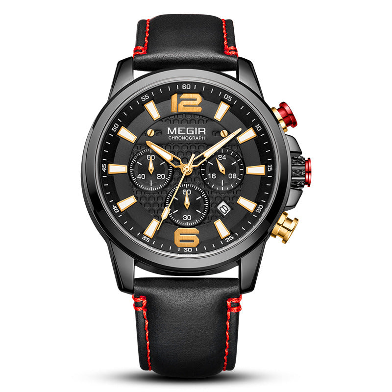 Leather sports quartz watch