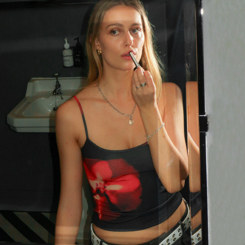 Summer New Fashion Printed Sexy Slim Fit Midriff-baring Camisole