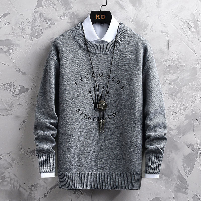 Herre rundhalset løs basis sweater