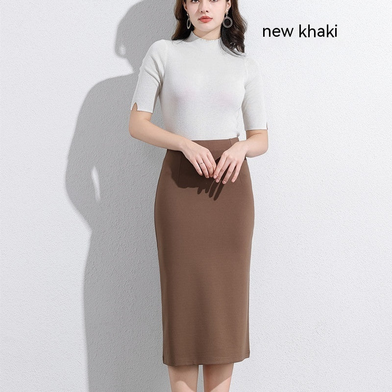 Black A- Line Skirt High Waist Slimming Knitted