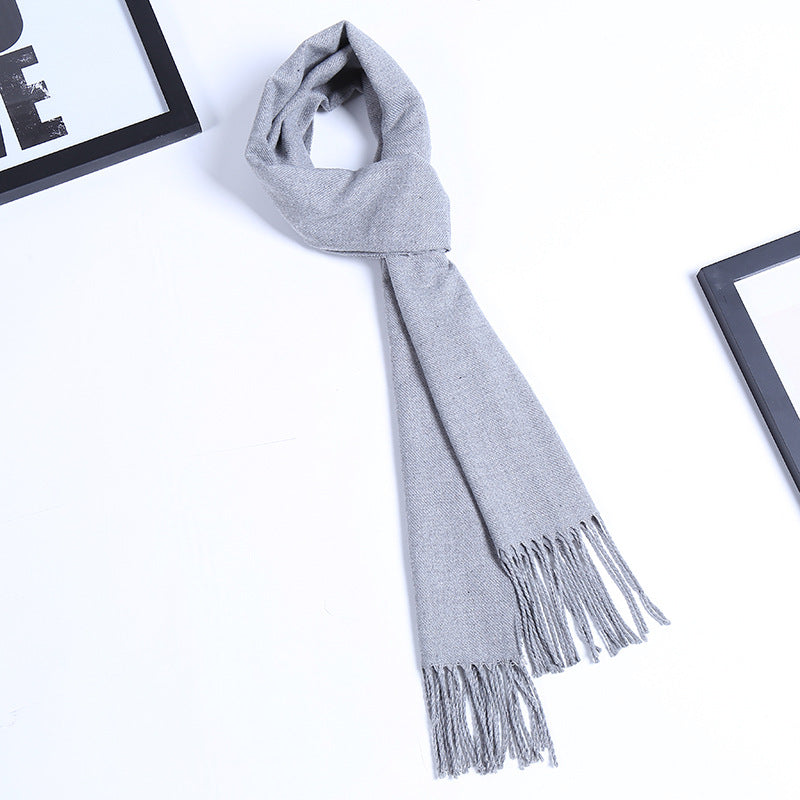 Pure color men's autumn and winter scarf