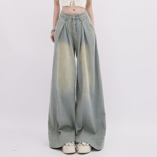 American Retro Worn Jeans Women's High Street Loose