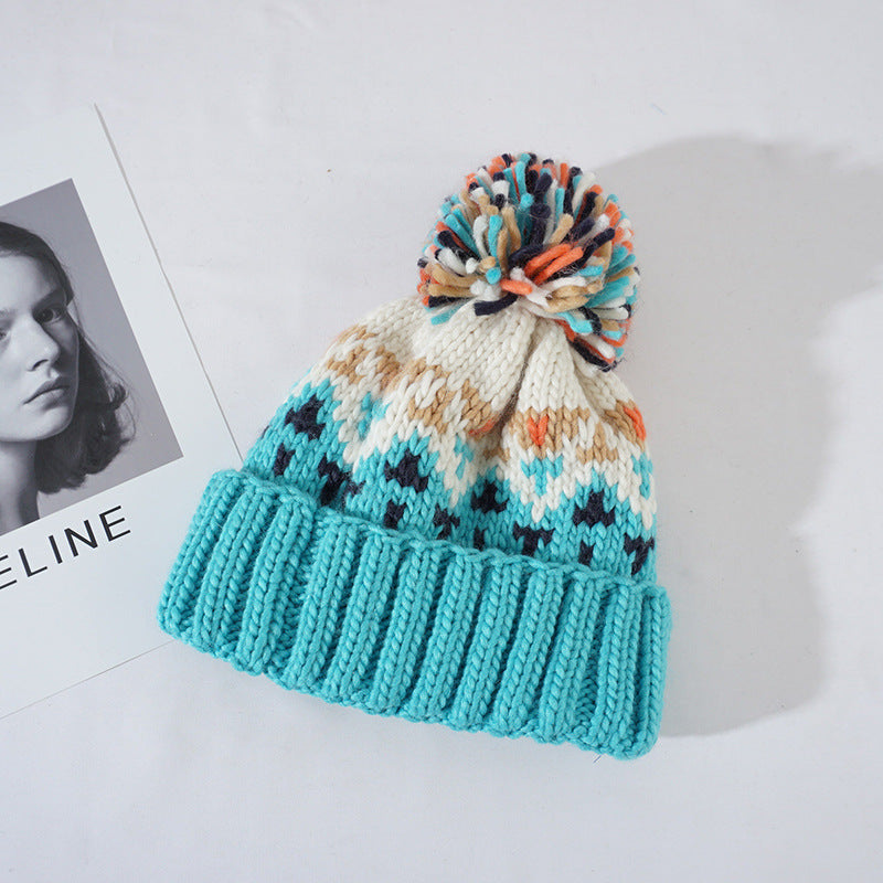 Fashionable Age Reducing Cute Fur Ball Knitted Hat