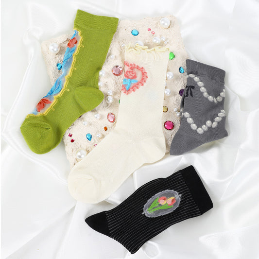 Retro Fashion Patterned Stockings Thin