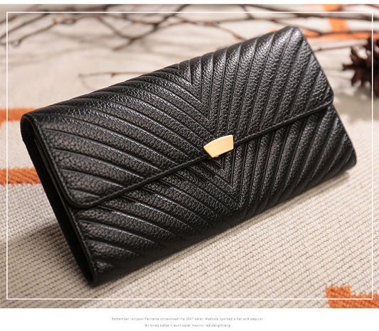 Large-capacity Leather Zipper Two-fold Long Clutch