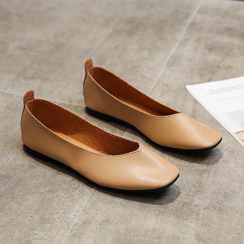 Women's Autumn Fashion Low-cut Square Toe Vintage Flat Shoes