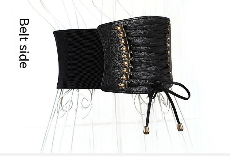 Women's Nail Elastic Imitation Leather Wide Belt Leisure All-matching Strap Waist Seal