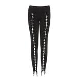 Sexy Solid Color Double-rowed Eyelet Slim Leggings