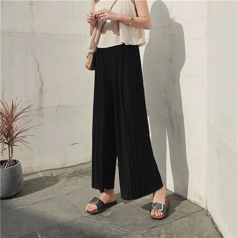 High Pleated Chiffon Wide-leg Pants For Women In Spring And Summer