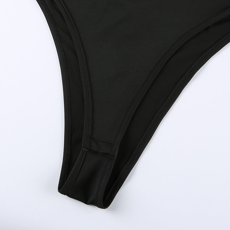 Irregular Hole Hollowed-out Slim Fitting Sling One-piece Top