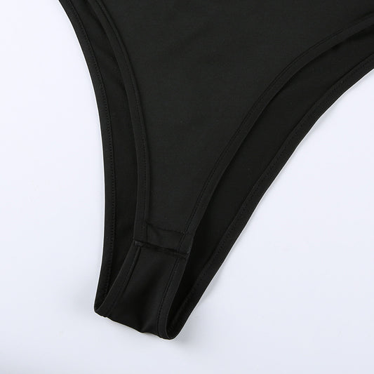Irregular Hole Hollowed-out Slim Fitting Sling One-piece Top