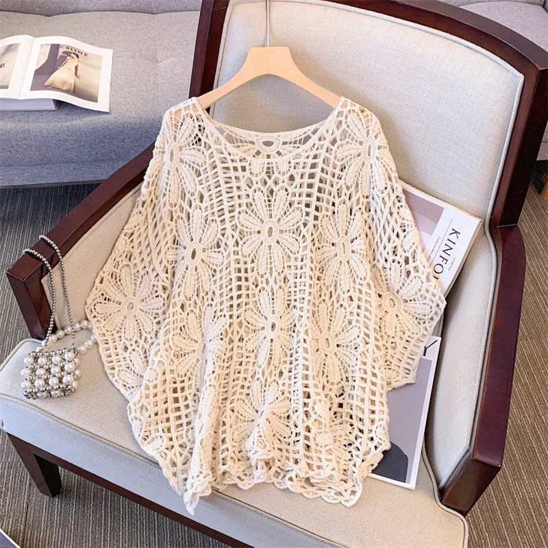 New French-style Hollow-out Design Loose And Relaxed Top