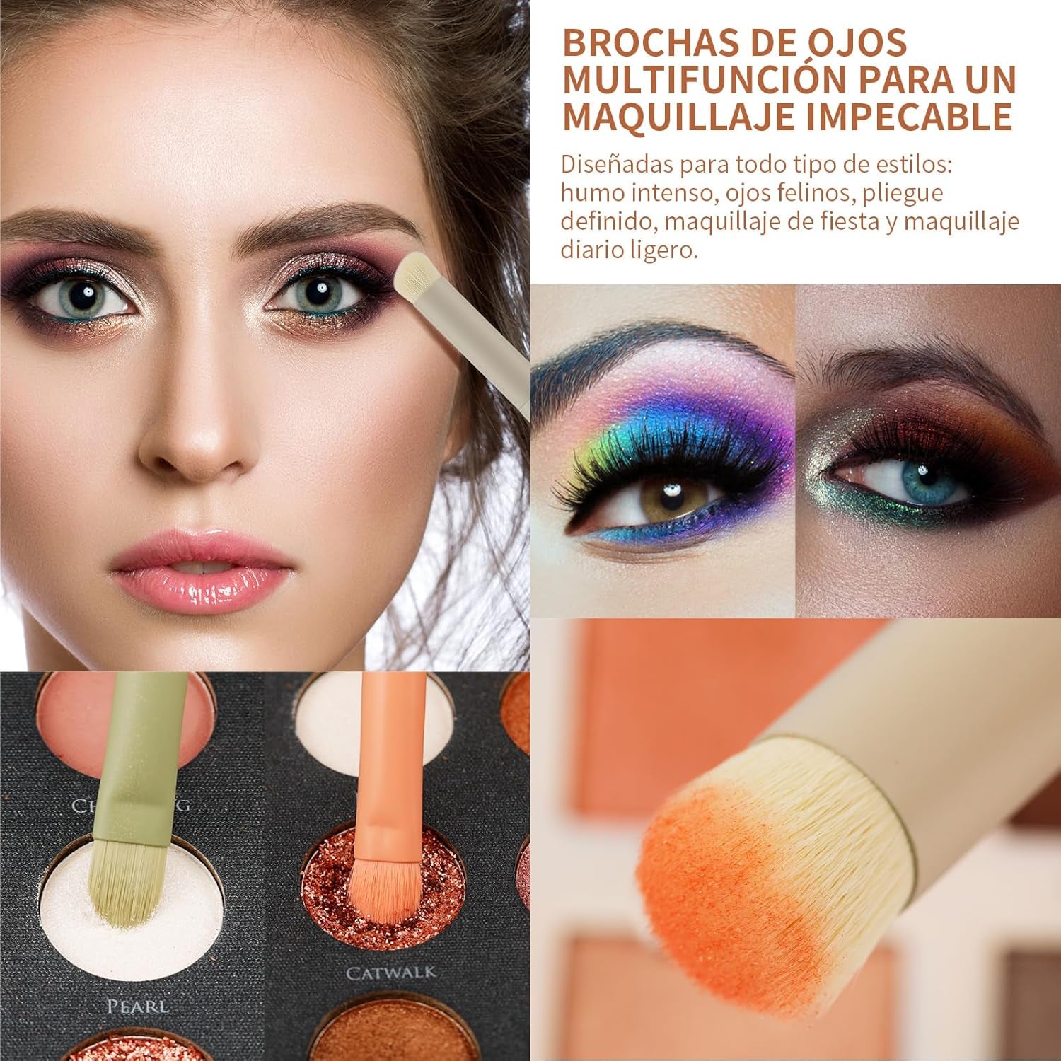 Docolor Juego De Brochas De Maquillaje Profesional 17 Piezas, Kit Completo Color Morandi Con Bolsa De Viaje, Esponja Y Guía De Uso, Pinceles De Maquillaje Premium Synthetic Para Cara Y Ojos, Rubor