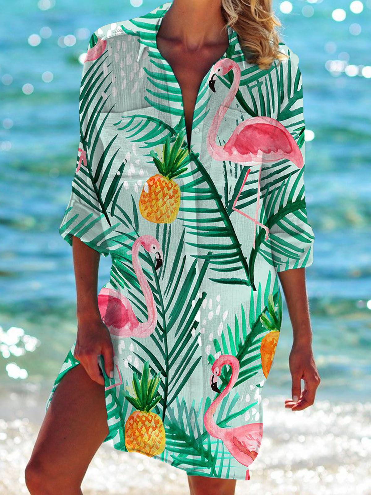 Bikini Coat Shirt Swimsuit Cardigan Women's Clothes Print Holiday Beach Shirt