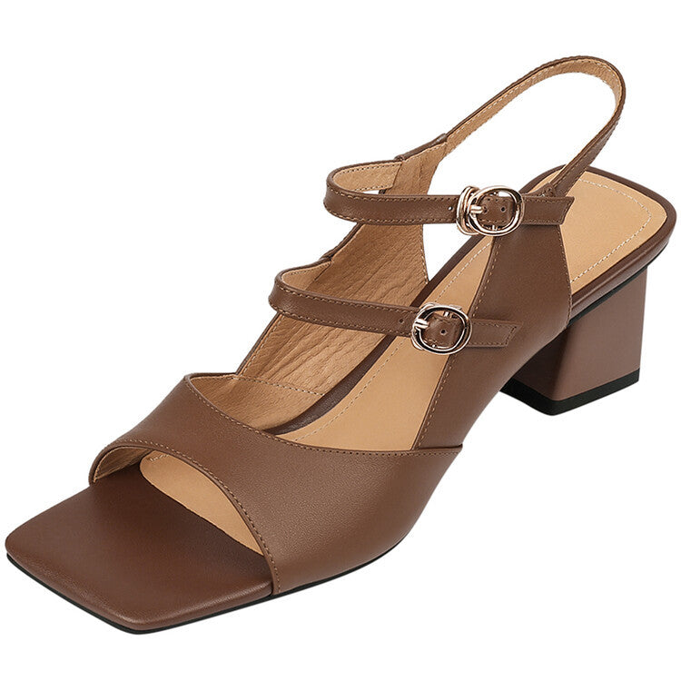 French Elegant Vintage Full Leather Sandals